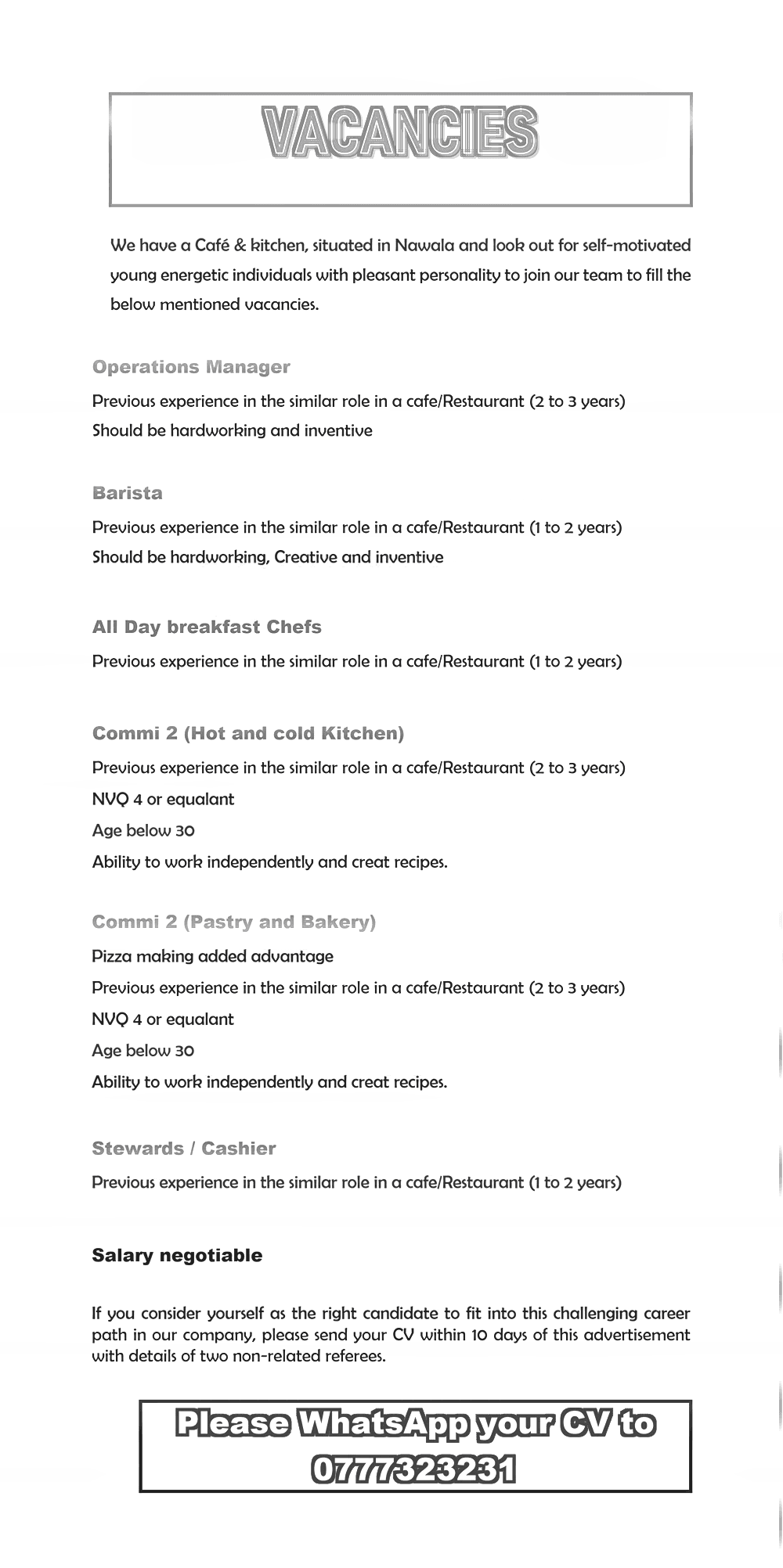 Restaurant Vacancies BEST JOBS Visit